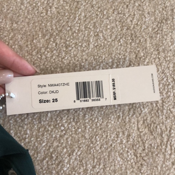 Dark Green Hudson Skinny Jeans - Picture 2 of 3